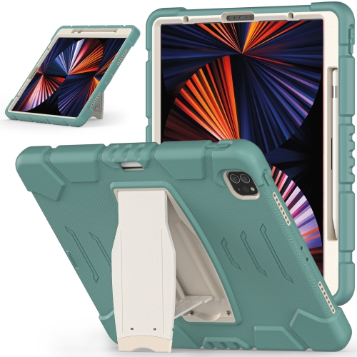

3-Layer Protection Screen Frame + PC + Silicone Shockproof Combination Tablet Case with Holder For iPad Pro 12.9 2021(Emerald Green)