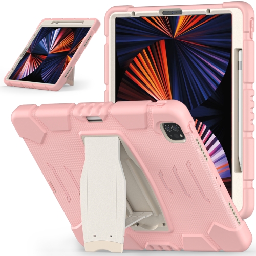 

3-Layer Protection Screen Frame + PC + Silicone Shockproof Combination Tablet Case with Holder For iPad Pro 12.9 2021(Cherry Blossoms Pink)