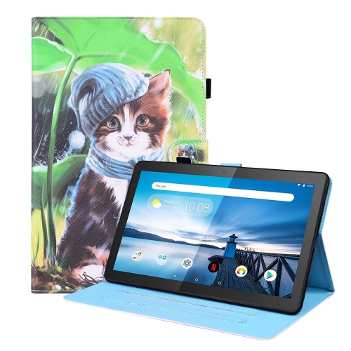 

For Lenovo M10 FHD REL TB-X605FC / TB-X605LC Animal Pattern Horizontal Flip Leather Case with Holder & Card Slots & Photo Frame(Bib Kitten)