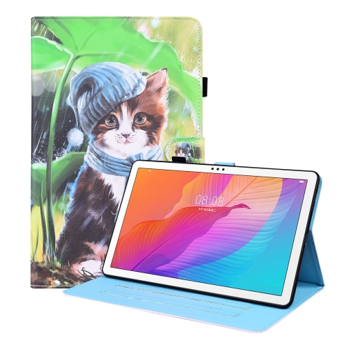 

For Huawei MatePad T 10 / T 10s / Honor Enjoy 2 10.1 Animal Pattern Horizontal Flip Leather Case with Holder & Card Slots & Photo Frame(Bib Kitten)