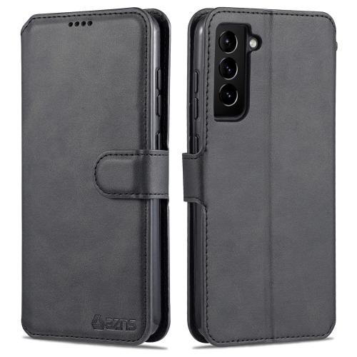 

For Samsung Galaxy S21 FE 5G AZNS Calf Texture Horizontal Flip Leather Case with Holder & Card Slots & Wallet & Photo Frame(Black)