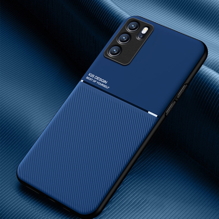 

For OPPO Reno6 Pro 5G Classic Tilt Strip Grain Magnetic Shockproof PC + TPU Case(Blue)