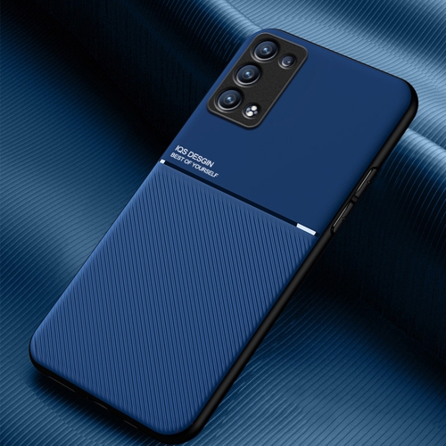 

For OPPO Reno6 Pro+ 5G Classic Tilt Strip Grain Magnetic Shockproof PC + TPU Case(Blue)