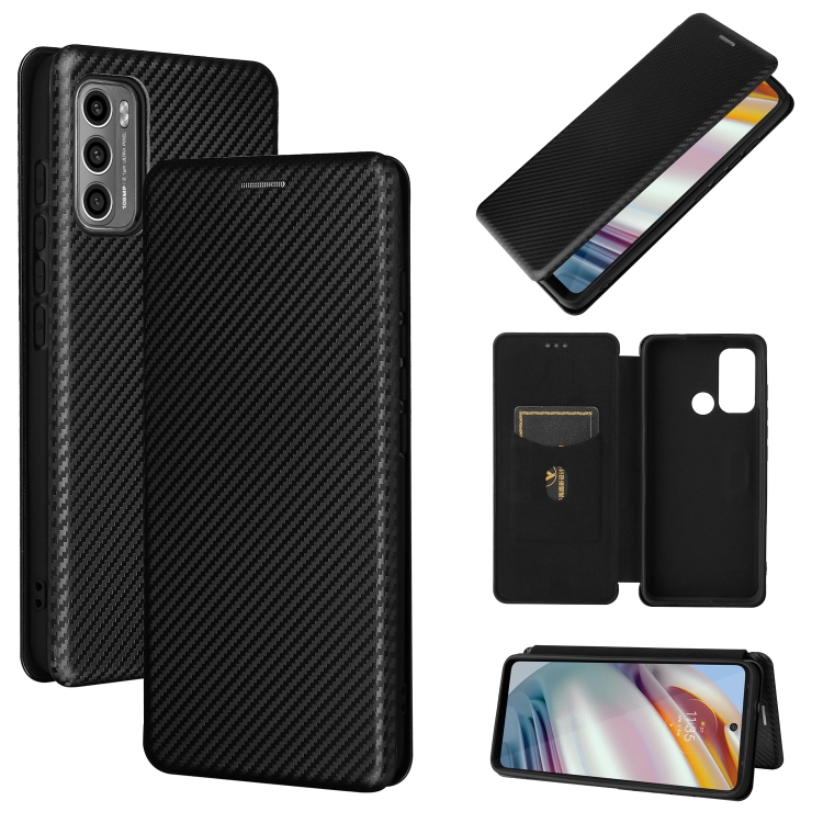 

For Motorola Moto G60 / G40 Fusion Carbon Fiber Texture Magnetic Horizontal Flip TPU + PC + PU Leather Case with Card Slot(Black)