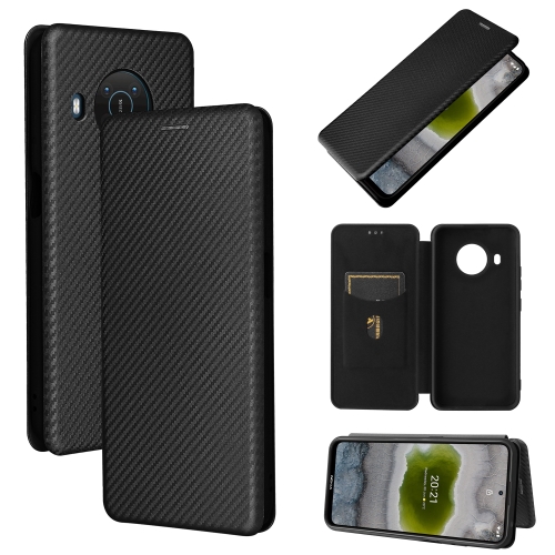 

For Nokia X10 Carbon Fiber Texture Magnetic Horizontal Flip TPU + PC + PU Leather Case with Card Slot(Black)