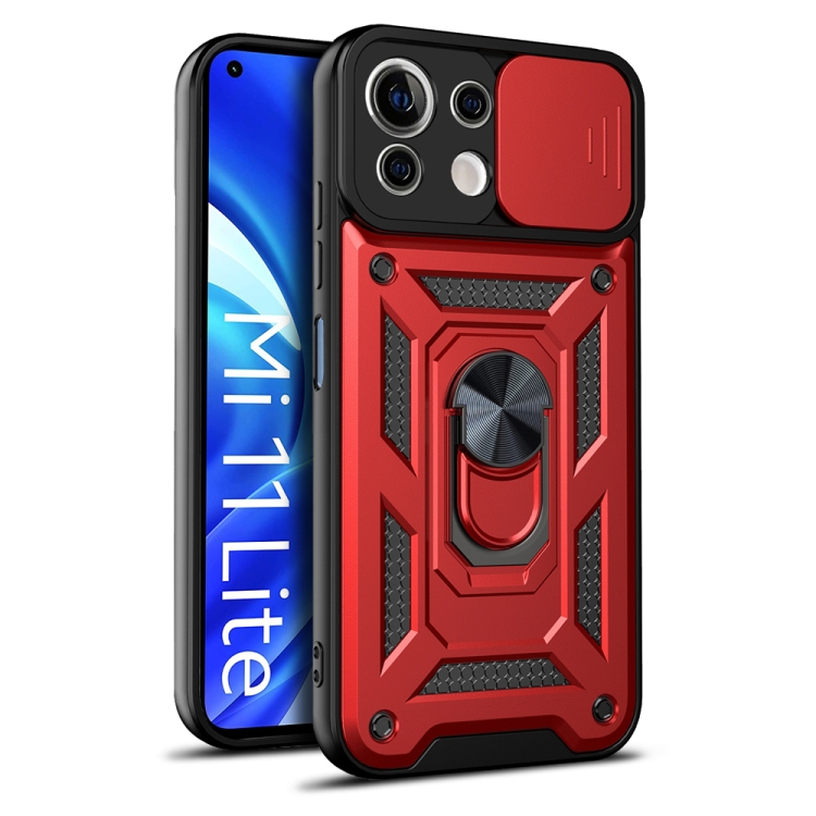 

For Xiaomi Mi 11 Lite 5G/4G Sliding Camera Cover Design TPU+PC Protective Case(Red)
