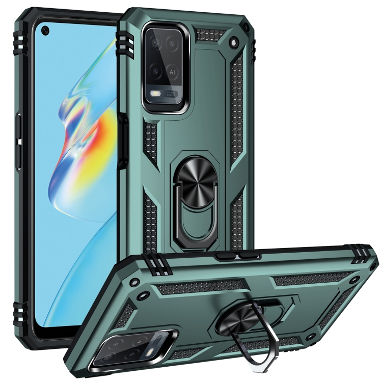 

For OPPO A54 4G Shockproof TPU + PC Protective Case with 360 Degree Rotating Holder(Green)