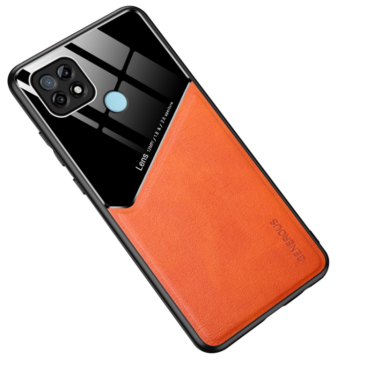 

For OPPO Realme C21 All-inclusive Leather + Organic Glass Protective Case with Metal Iron Sheet(Yellow)
