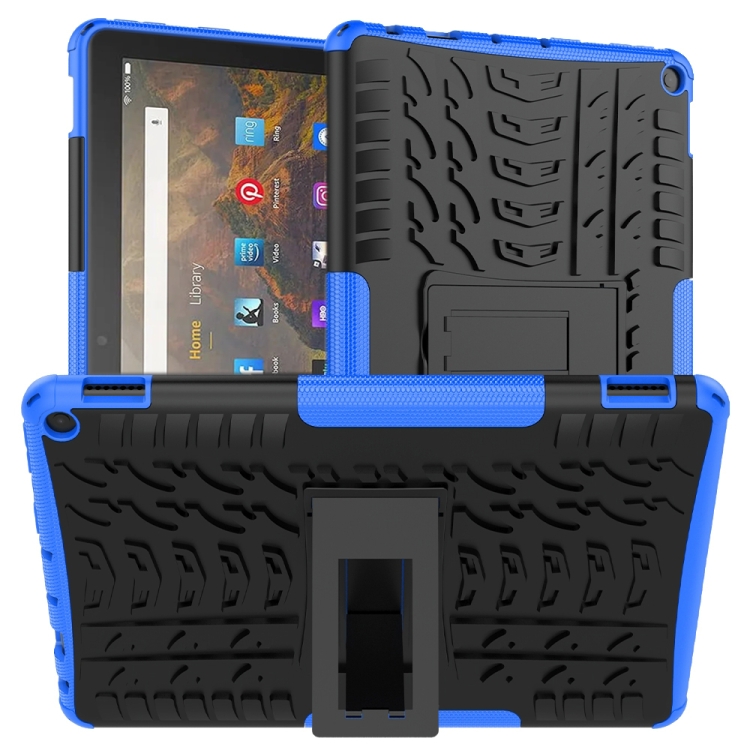 

For Amazon Fire HD 10 2021 Tire Texture Shockproof TPU+PC Protective Case with Holder(Blue)