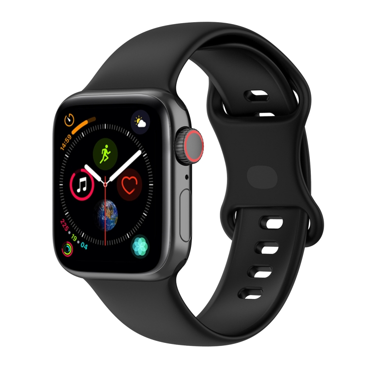

Silicone Watch Band, Size: Large Size For Apple Watch Series 8&7 41mm / SE 2&6&SE&5&4 40mm / 3&2&1 38mm(Black)
