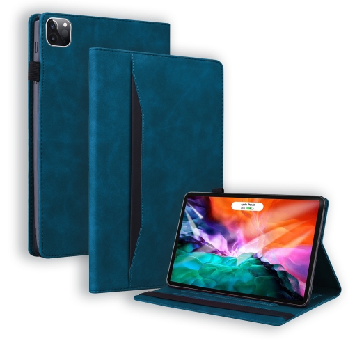 

For iPad Pro 12.9 inch 2021 / 2020 Business Shockproof Horizontal Flip Leather Tablet Case with Holder & Card Slots & Photo Frame & Pen Slot & Sleep / Wake-up Function(Blue)