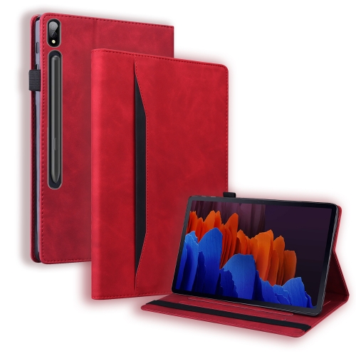 

For Samsung Galaxy Tab S8+ / Tab S8 Plus / Tab S7 FE / Tab S7+ SM-T970 / SM-T976B Business Shockproof Horizontal Flip Leather Case with Holder & Card Slots & Photo Frame & Pen Slot & Sleep / Wake-up Function(Red)