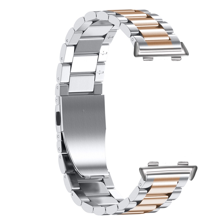 

For OPPO Watch 46mm Three-beads Steel Watch Band(Silver Rose Gold)