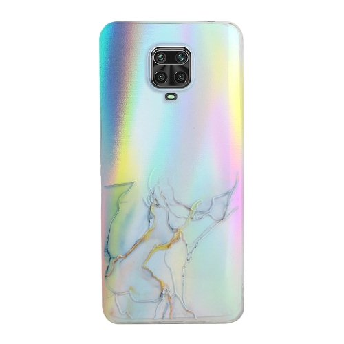 

For Xiaomi Redmi Note 9S/Note 9 Pro/Note 9 Pro Max Laser Marble Pattern Clear TPU Shockproof Protective Case(Grey)