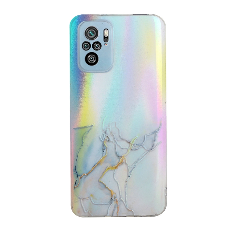 

For Xiaomi Redmi Note 10 4G Laser Marble Pattern Clear TPU Shockproof Protective Case(Grey)