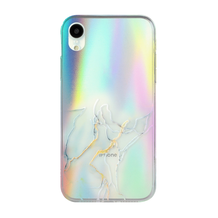 

Laser Marble Pattern Clear TPU Shockproof Protective Case For iPhone XR(Gray)