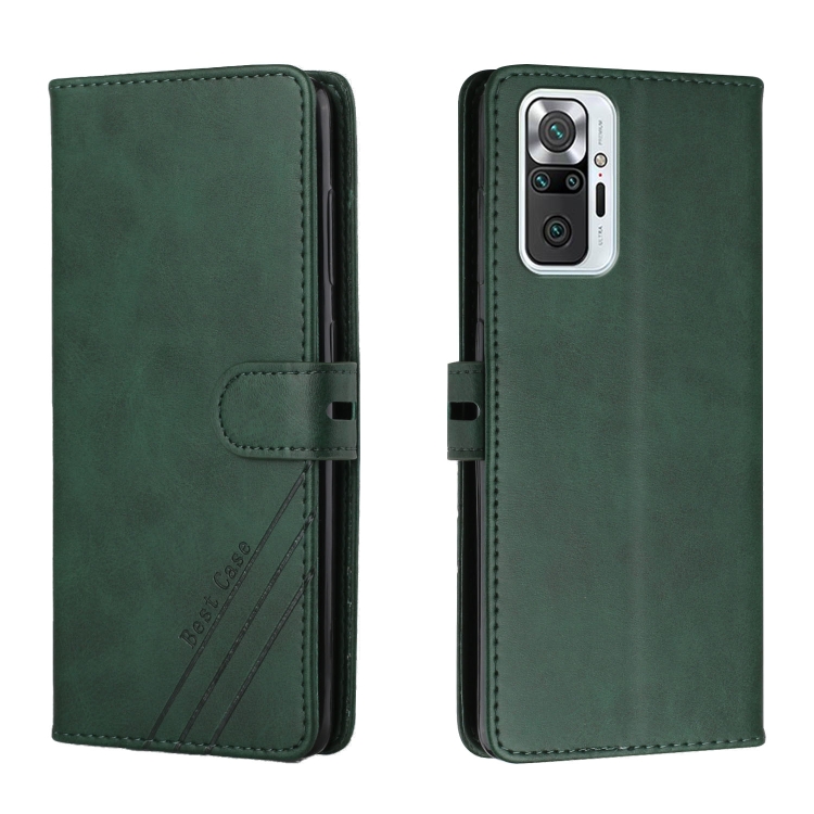 

For Xiaomi Redmi Note 10 Pro Stitching Style 2-Color Cow Texture Horizontal Flip PU Leather Case with Holder & Card Slot & Lanyard(Green)
