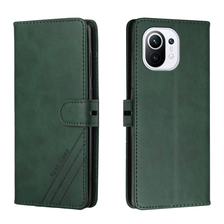 

For Xiaomi Mi 11 Stitching Style 2-Color Cow Texture Horizontal Flip PU Leather Case with Holder & Card Slot & Lanyard(Green)