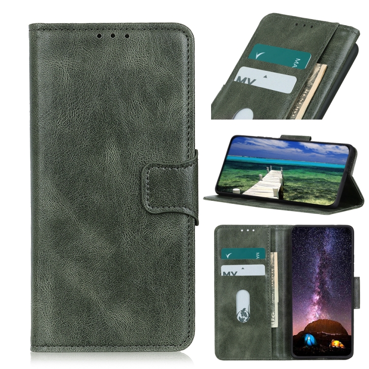 

For Xiaomi Redmi Note 8 2021 Mirren Crazy Horse Texture Horizontal Flip Leather Case with Holder & Card Slots & Wallet(Dark Green)