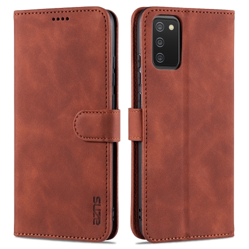 

For Samsung Galaxy A02s AZNS Skin Feel Calf Texture Horizontal Flip Leather Case with Card Slots & Holder & Wallet(Brown)