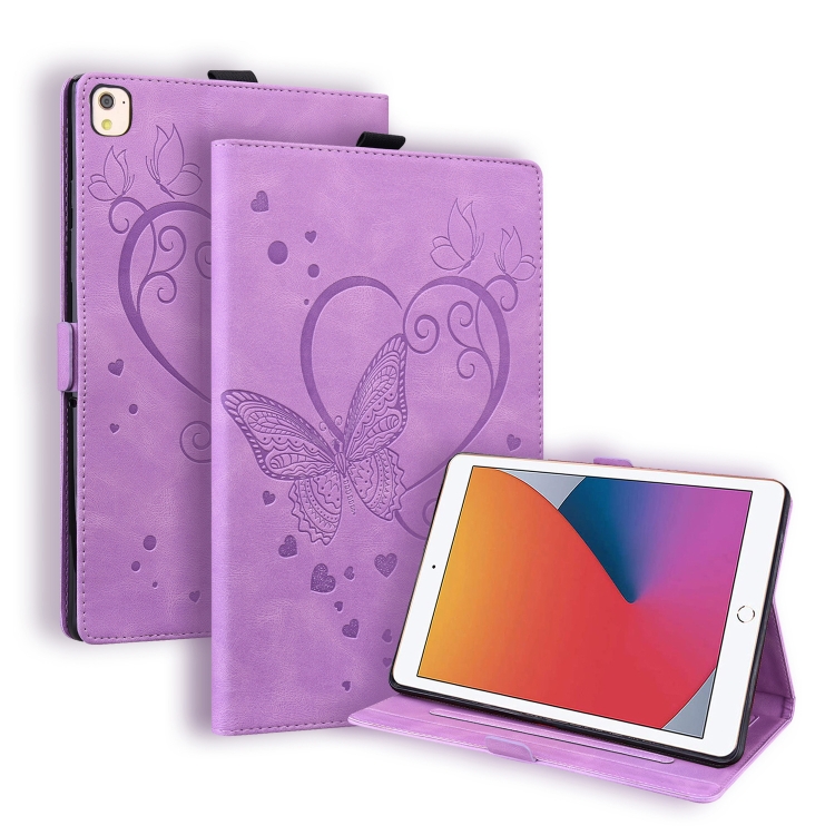 

Love Butterfly Pattern Horizontal Flip Leather Case with Holder & Sleep / Wake-up Function For iPad 10.2 2021 / 2020 / 2019 / Air (2019) / 10.2 (2020)(Purple)