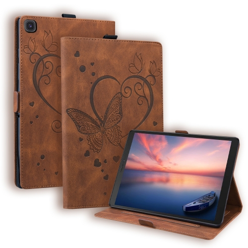 

For Samsung Galaxy Tab A 8.0 (2019) SM-T290 SM-T295 Love Butterfly Pattern Horizontal Flip Leather Case with Holder(Brown)