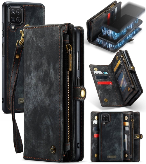 For Samsung Galaxy A12 CaseMe Detachable Multifunctional Horizontal Flip Leather Case, with Card Slot & Holder & Zipper Wallet & Photo Frame(Black)