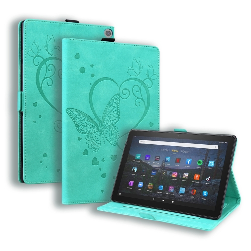 

For Amazon Fire HD 10 Plus (2021) / HD 10 (2021) Love Butterfly Pattern Horizontal Flip Leather Case with Holder & Sleep / Wake-up Function(Green)