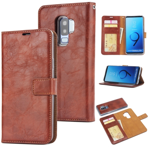 

For Samsung Galaxy S9+ Crazy Horse Texture Detachable Magnetic Back Cover Horizontal Flip Leather Case with Holder & Card Slots & Photo Frame & Wallet(Brown)