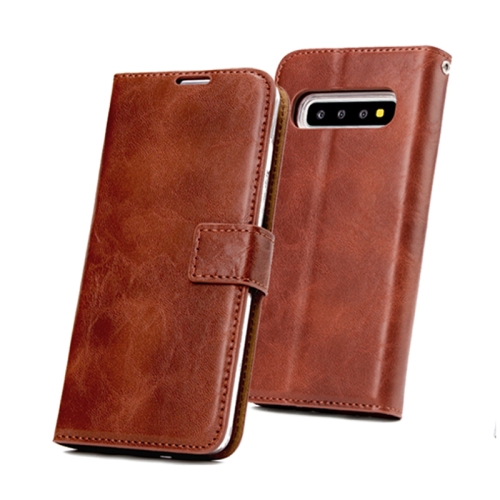 

For Samsung Galaxy S10+ Crazy Horse Texture Detachable Magnetic Back Cover Horizontal Flip Leather Case with Holder & Card Slots & Photo Frame & Wallet(Brown)