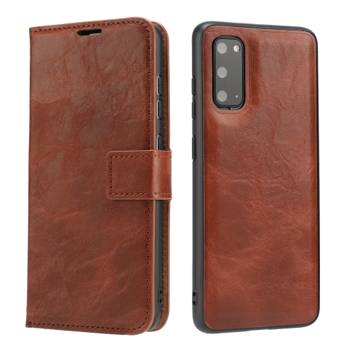 

For Samsung Galaxy S20 Crazy Horse Texture Detachable Magnetic Back Cover Horizontal Flip Leather Case with Holder & Card Slots & Photo Frame & Wallet(Brown)