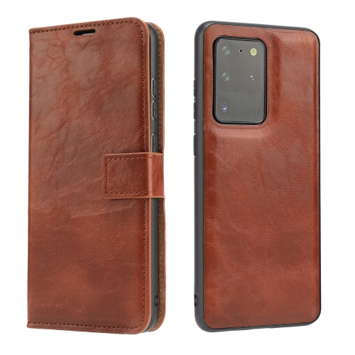 

For Samsung Galaxy S20 Ultra Crazy Horse Texture Detachable Magnetic Back Cover Horizontal Flip Leather Case with Holder & Card Slots & Photo Frame & Wallet(Brown)