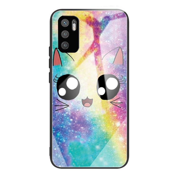 

For Xiaomi Redmi Note 10 5G Colorful Painted Glass Shockproof Protective Case(Big Eyes Animal)