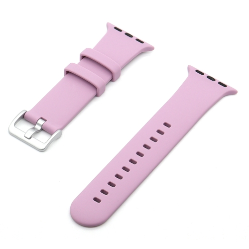 

Silver Buckle Silicone Watch Band For Apple Watch Series 9&8&7 41mm / SE 3&SE 2&6&SE&5&4 40mm / 3&2&1 38mm(Lavender Purple)