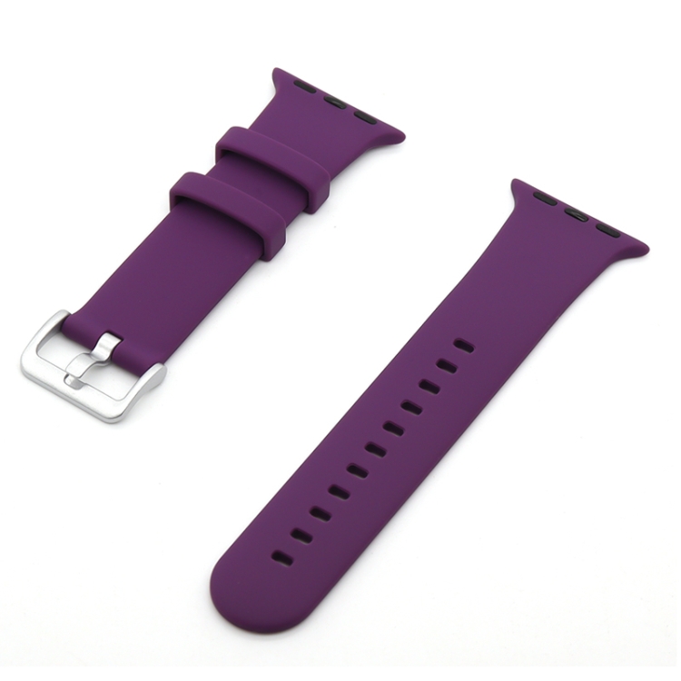 

Silver Buckle Silicone Watch Band For Apple Watch Series 8&7 41mm / SE 2&6&SE&5&4 40mm / 3&2&1 38mm(Purple)