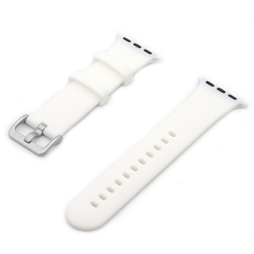 

Silver Buckle Silicone Watch Band For Apple Watch Ultra 49mm&Watch Ultra 2 49mm / Series 9&8&7 45mm / SE 3&SE 2&6&SE&5&4 44mm / 3&2&1 42mm(White)