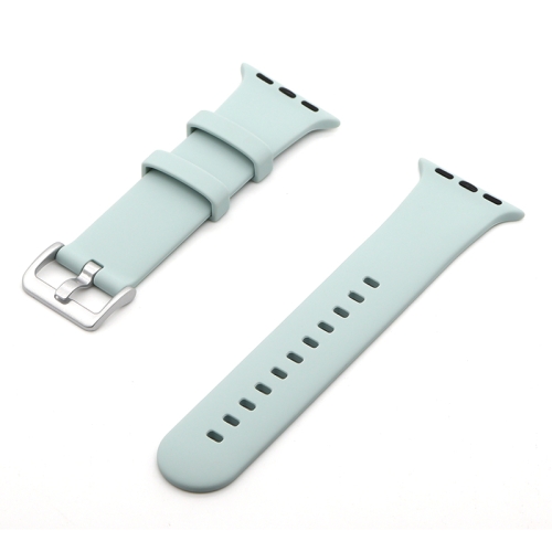 

Silver Buckle Silicone Watch Band For Apple Watch Ultra 49mm&Watch Ultra 2 49mm / Series 9&8&7 45mm / SE 3&SE 2&6&SE&5&4 44mm / 3&2&1 42mm(Gemstone Green)