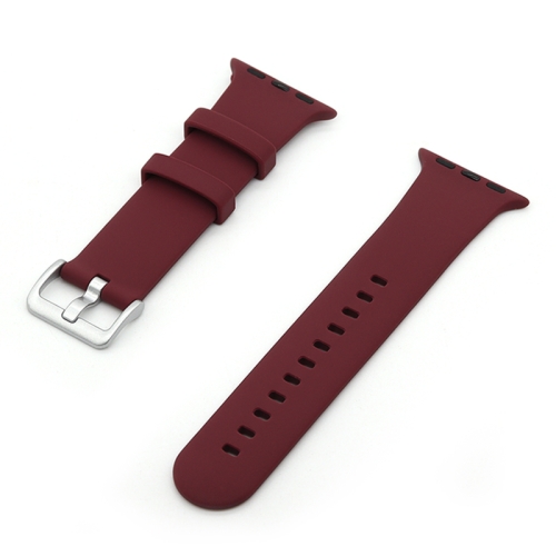 

Silver Buckle Silicone Watch Band For Apple Watch Ultra 49mm&Watch Ultra 2 49mm / Series 9&8&7 45mm / SE 3&SE 2&6&SE&5&4 44mm / 3&2&1 42mm(Bronze Purple)