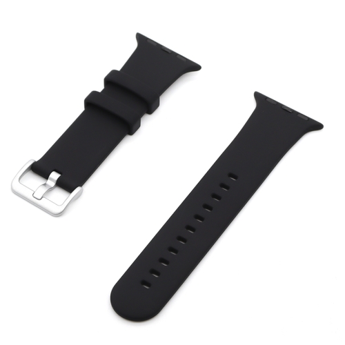 

Silver Buckle Silicone Watch Band For Apple Watch Ultra 49mm&Watch Ultra 2 49mm / Series 9&8&7 45mm / SE 3&SE 2&6&SE&5&4 44mm / 3&2&1 42mm(Black)