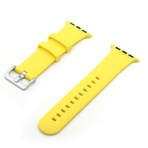 

Silver Buckle Silicone Watch Band For Apple Watch Ultra 49mm&Watch Ultra 2 49mm / Series 9&8&7 45mm / SE 3&SE 2&6&SE&5&4 44mm / 3&2&1 42mm(Yellow)