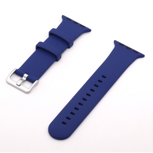 

Silver Buckle Silicone Watch Band For Apple Watch Ultra 49mm&Watch Ultra 2 49mm / Series 9&8&7 45mm / SE 3&SE 2&6&SE&5&4 44mm / 3&2&1 42mm(Dark Blue)