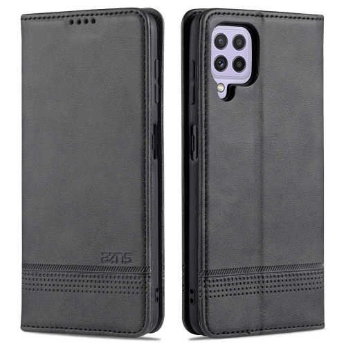 

For Samsung Galaxy A22 4G AZNS Magnetic Calf Texture Horizontal Flip Leather Case with Card Slots & Holder & Wallet(Black)