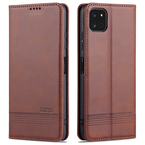 

For Samsung Galaxy A22 5G AZNS Magnetic Calf Texture Horizontal Flip Leather Case with Card Slots & Holder & Wallet(Dark Brown)