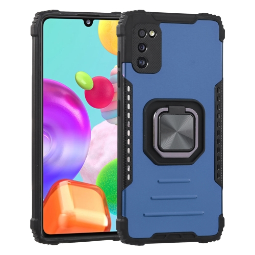 

For Samsung Galaxy A41 Fierce Warrior Series Armor All-inclusive Shockproof Aluminum Alloy + TPU Protective Case with Ring Holder(Blue)