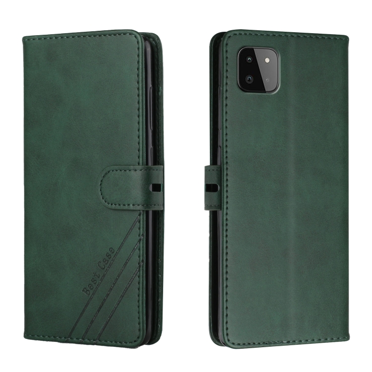 

For Samsung Galaxy A22 5G Stitching Style 2-Color Cow Texture Horizontal Flip PU Leather Case with Holder & Card Slot & Lanyard(Green)