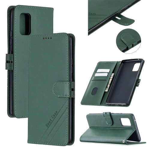 

For Samsung Galaxy A71 5G Stitching Style 2-Color Cow Texture Horizontal Flip PU Leather Case with Holder & Card Slot & Lanyard(Green)