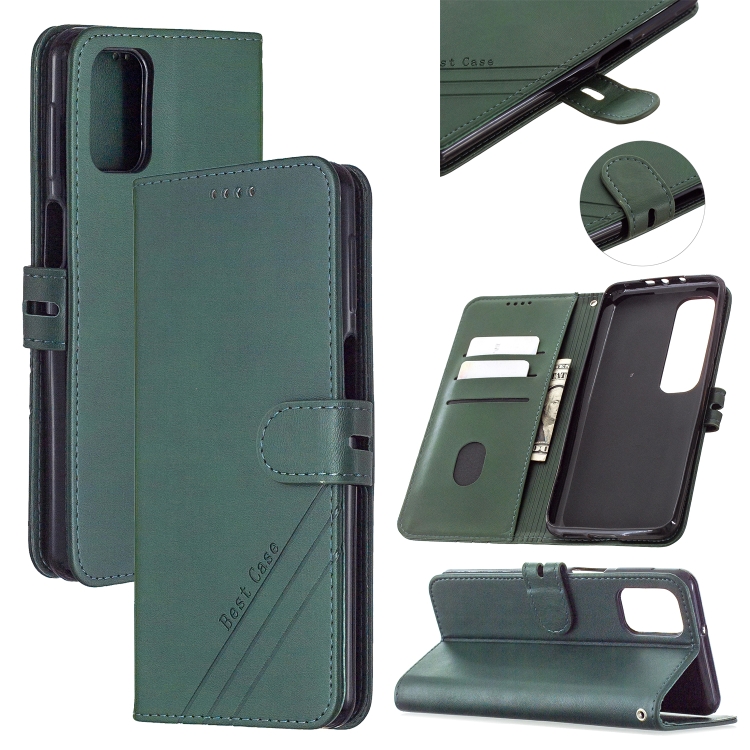 

For Samsung Galaxy S20 FE Stitching Style 2-Color Cow Texture Horizontal Flip PU Leather Case with Holder & Card Slot & Lanyard(Green)