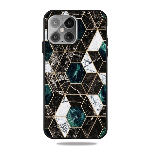 

Frosted Fashion Marble Shockproof TPU Protective Case For iPhone 13 Pro(Hexagon Black)