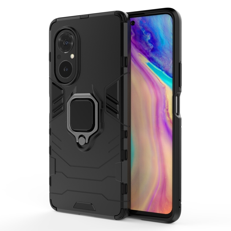 

For Honor 50 SE PC + TPU Shockproof Protective Case with Magnetic Ring Holder(Black)