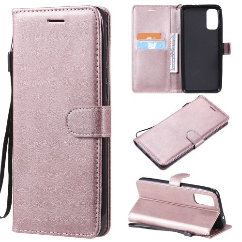 

For Motorola Moto G60 / G40 Fusion Solid Color Horizontal Flip Protective Leather Case with Holder & Card Slots & Wallet & Photo Frame & Lanyard(Rose Gold)